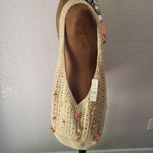 NWT Crochet Hobo Bag With Beaded Fruit Embellishments